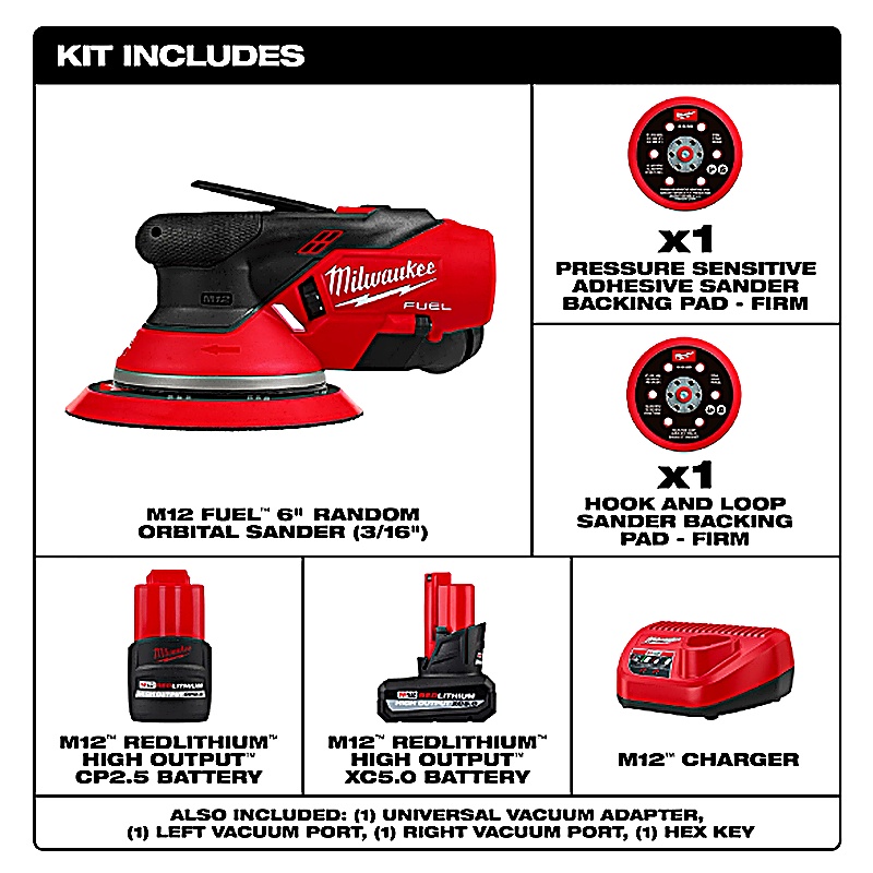 Kit de lijadora orbital aleatoria M12 FUEL de 6 (3/16)