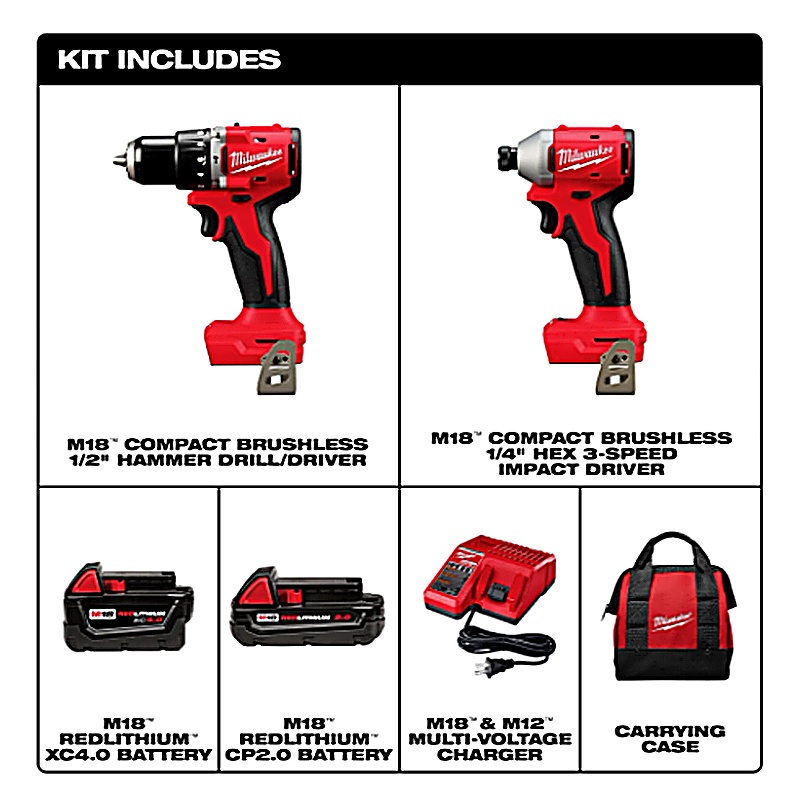Kit combinado compacto de 2 herramientas sin escobillas M18