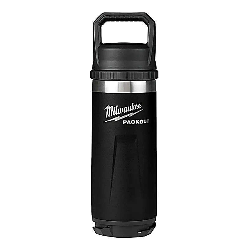 Botella térmica PACKOUT negra de 24 oz con tapa de cierre